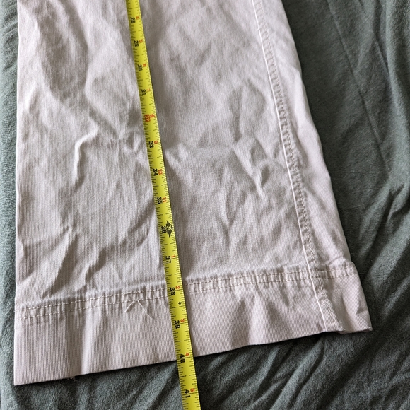 Women's Cream Low Rise 16 Straight Leg Mini Corduroy Pants Pockets Beige Wide - Picture 3 of 12